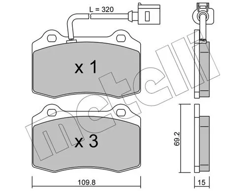 Bremsbelagsatz, Scheibenbremse METELLI 22-0251-4)