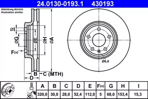 Bremsscheibe ATE 24.0130-0193.1)