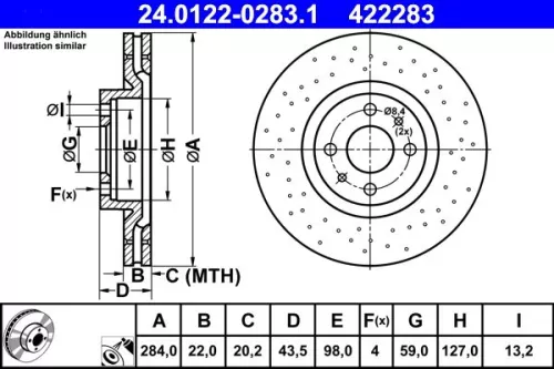 Bremsscheibe ATE 24.0122-0283.1)