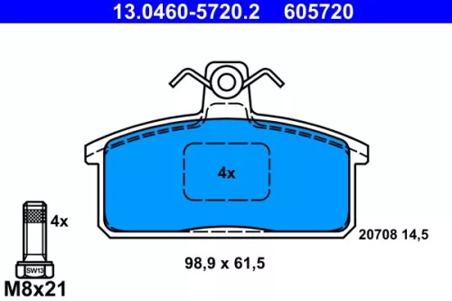 Bremsbelagsatz, Scheibenbremse ATE 13.0460-5720.2)