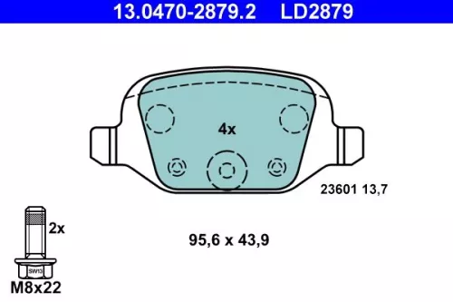 Bremsbelagsatz, Scheibenbremse ATE 13.0470-2879.2)