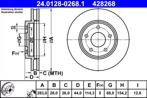 Bremsscheibe ATE 24.0128-0268.1)
