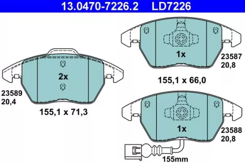 Bremsbelagsatz, Scheibenbremse ATE 13.0470-7226.2)