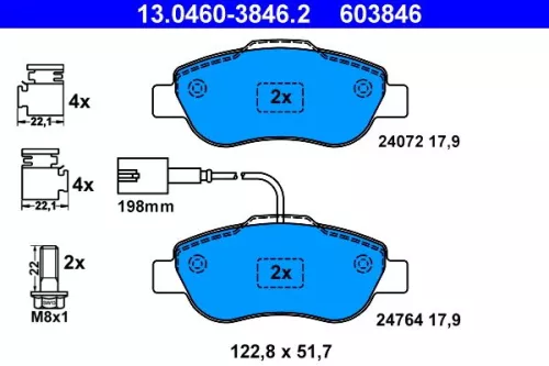 Bremsbelagsatz, Scheibenbremse ATE 13.0460-3846.2)