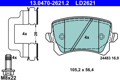 Bremsbelagsatz, Scheibenbremse ATE 13.0470-2621.2)
