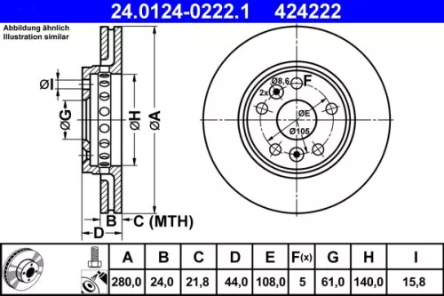 Bremsscheibe ATE 24.0124-0222.1)