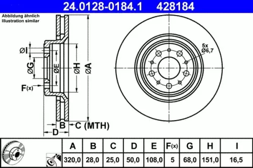 Bremsscheibe ATE 24.0128-0184.1)