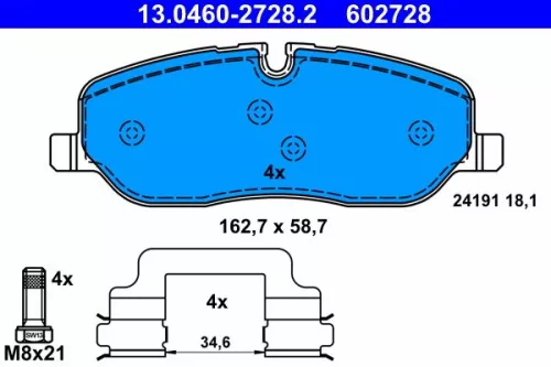 Bremsbelagsatz, Scheibenbremse ATE 13.0460-2728.2)