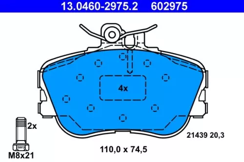 Bremsbelagsatz, Scheibenbremse ATE 13.0460-2975.2)