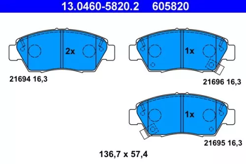 Bremsbelagsatz, Scheibenbremse ATE 13.0460-5820.2)