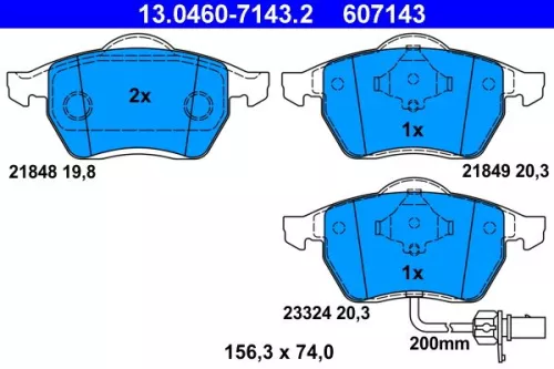 Bremsbelagsatz, Scheibenbremse ATE 13.0460-7143.2)