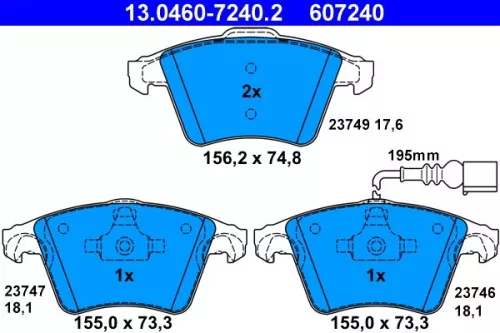 Bremsbelagsatz, Scheibenbremse ATE 13.0460-7240.2)