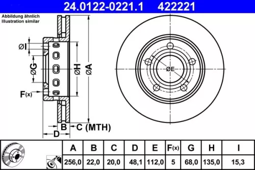 Bremsscheibe ATE 24.0122-0221.1)