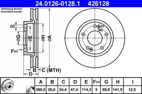 Bremsscheibe ATE 24.0126-0128.1)