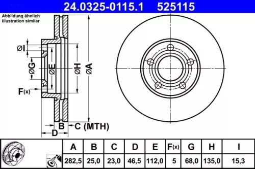 Bremsscheibe ATE 24.0325-0115.1)