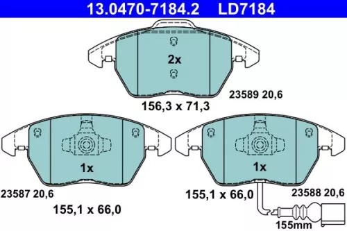 Bremsbelagsatz, Scheibenbremse ATE 13.0470-7184.2)