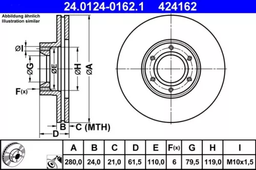 Bremsscheibe ATE 24.0124-0162.1)