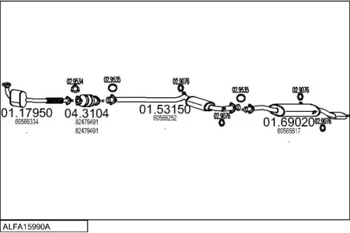 Exhaust System MTS ALFA15990A000154)