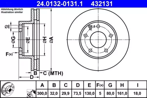 Brake Disc ATE 24.0132-0131.1)