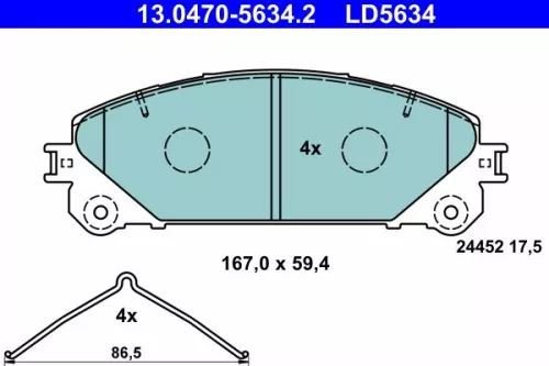 Bremsbelagsatz, Scheibenbremse ATE 13.0470-5634.2)