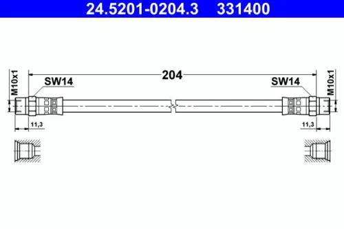 Bremsschlauch ATE 24.5201-0204.3)