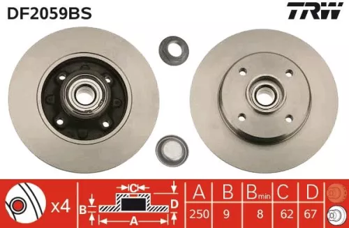 Bremsscheibe TRW DF2059BS)