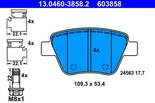 Bremsbelagsatz, Scheibenbremse ATE 13.0460-3858.2)