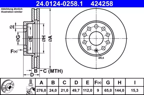 Bremsscheibe ATE 24.0124-0258.1)