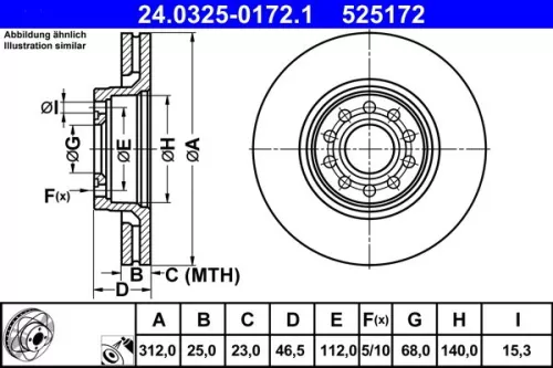 Bremsscheibe ATE 24.0325-0172.1)