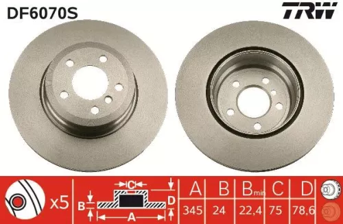 Bremsscheibe TRW DF6070S)