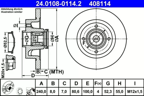 Bremsscheibe ATE 24.0108-0114.2)
