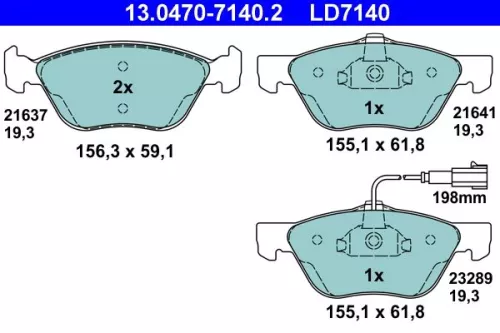 Bremsbelagsatz, Scheibenbremse ATE 13.0470-7140.2)