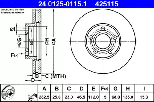 Bremsscheibe ATE 24.0125-0115.1)