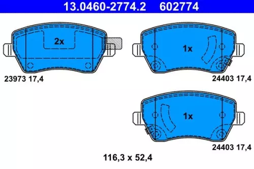 Bremsbelagsatz, Scheibenbremse ATE 13.0460-2774.2)