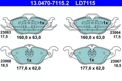Bremsbelagsatz, Scheibenbremse ATE 13.0470-7115.2)