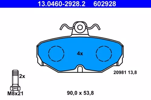 Bremsbelagsatz, Scheibenbremse ATE 13.0460-2928.2)