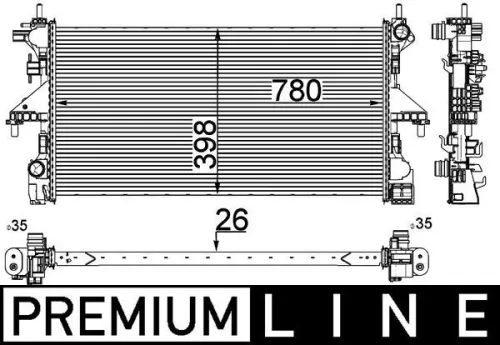 Kühler, Motorkühlung MAHLE CR 808 000P)