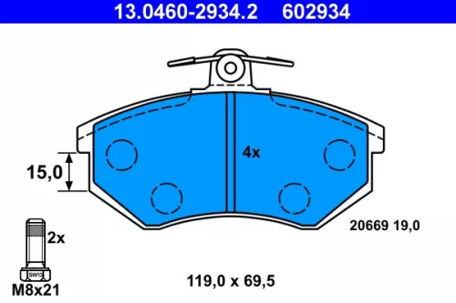 Bremsbelagsatz, Scheibenbremse ATE 13.0460-2934.2)
