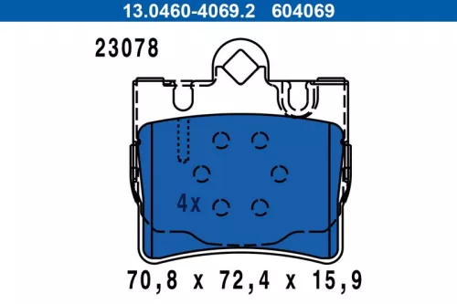 Bremsbelagsatz, Scheibenbremse ATE 13.0460-4069.2)