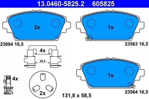Bremsbelagsatz, Scheibenbremse ATE 13.0460-5825.2)