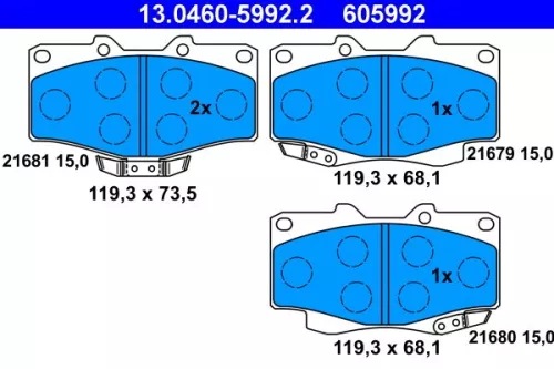 Bremsbelagsatz, Scheibenbremse ATE 13.0460-5992.2)