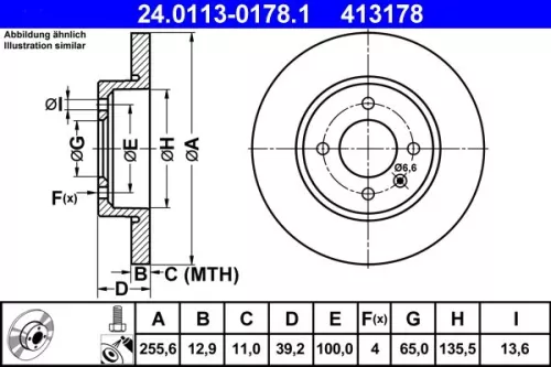 Bremsscheibe ATE 24.0113-0178.1)