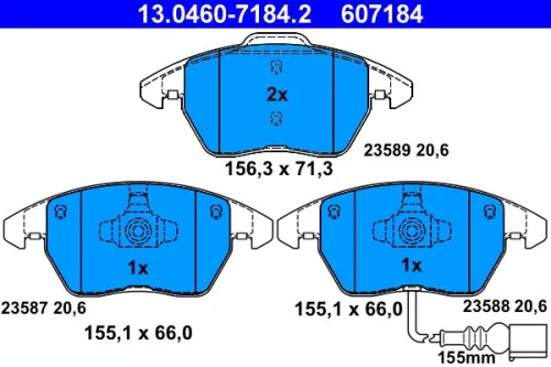 Bremsbelagsatz, Scheibenbremse ATE 13.0460-7184.2)