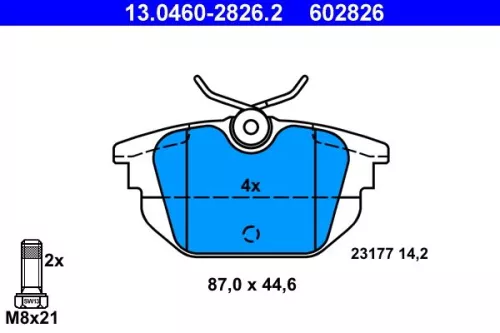 Bremsbelagsatz, Scheibenbremse ATE 13.0460-2826.2)