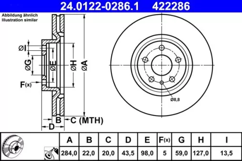 Bremsscheibe ATE 24.0122-0286.1)