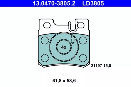 Bremsbelagsatz, Scheibenbremse ATE 13.0470-3805.2)