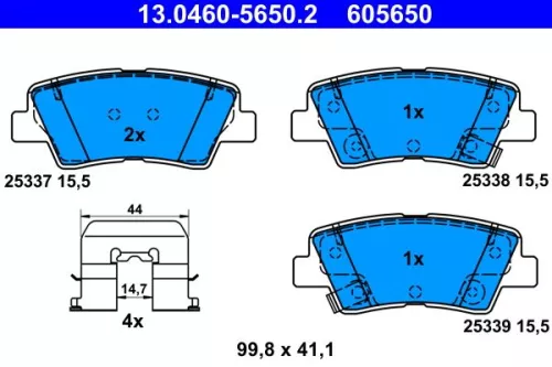 Bremsbelagsatz, Scheibenbremse ATE 13.0460-5650.2)
