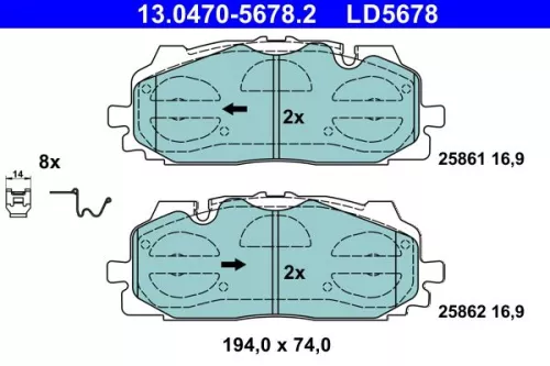 Bremsbelagsatz, Scheibenbremse ATE 13.0470-5678.2)