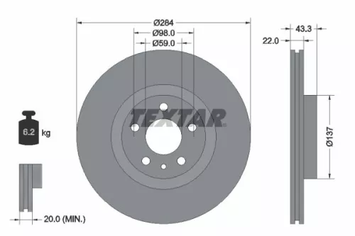 Brake Disc TEXTAR 92252803)