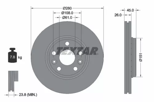 Bremsscheibe TEXTAR 92257903)